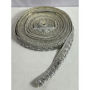 Craftlove‎ Kundan Stone Lace And Borden Silver Material 9.2 Yardas (width:2cm)